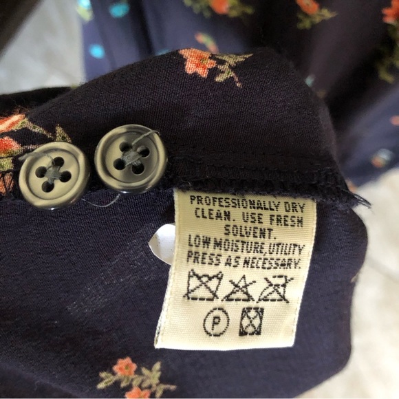 Vtg Eddie Bauer navy floral cottagecore prairie midi shirt dress button down M - Picture 13 of 13